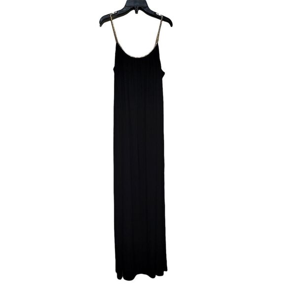 Tiana B. Black Maxi Dress with Gold Trim L - Picture 2 of 8